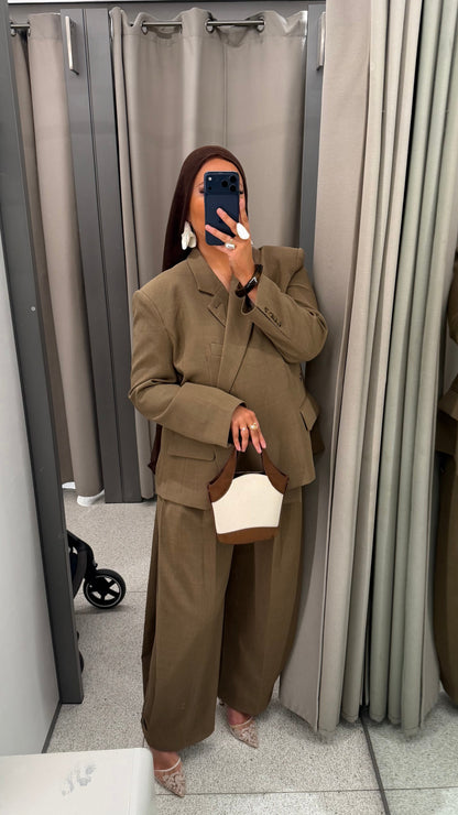 [GAMME PREMIUM] Blazer oversize ALYA cache cœur | Camel