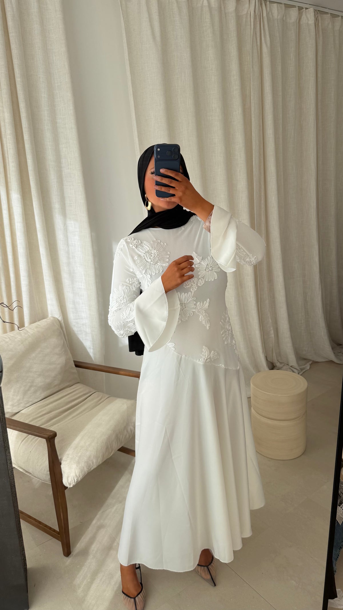 Robe longue à motifs YANA | Blanc