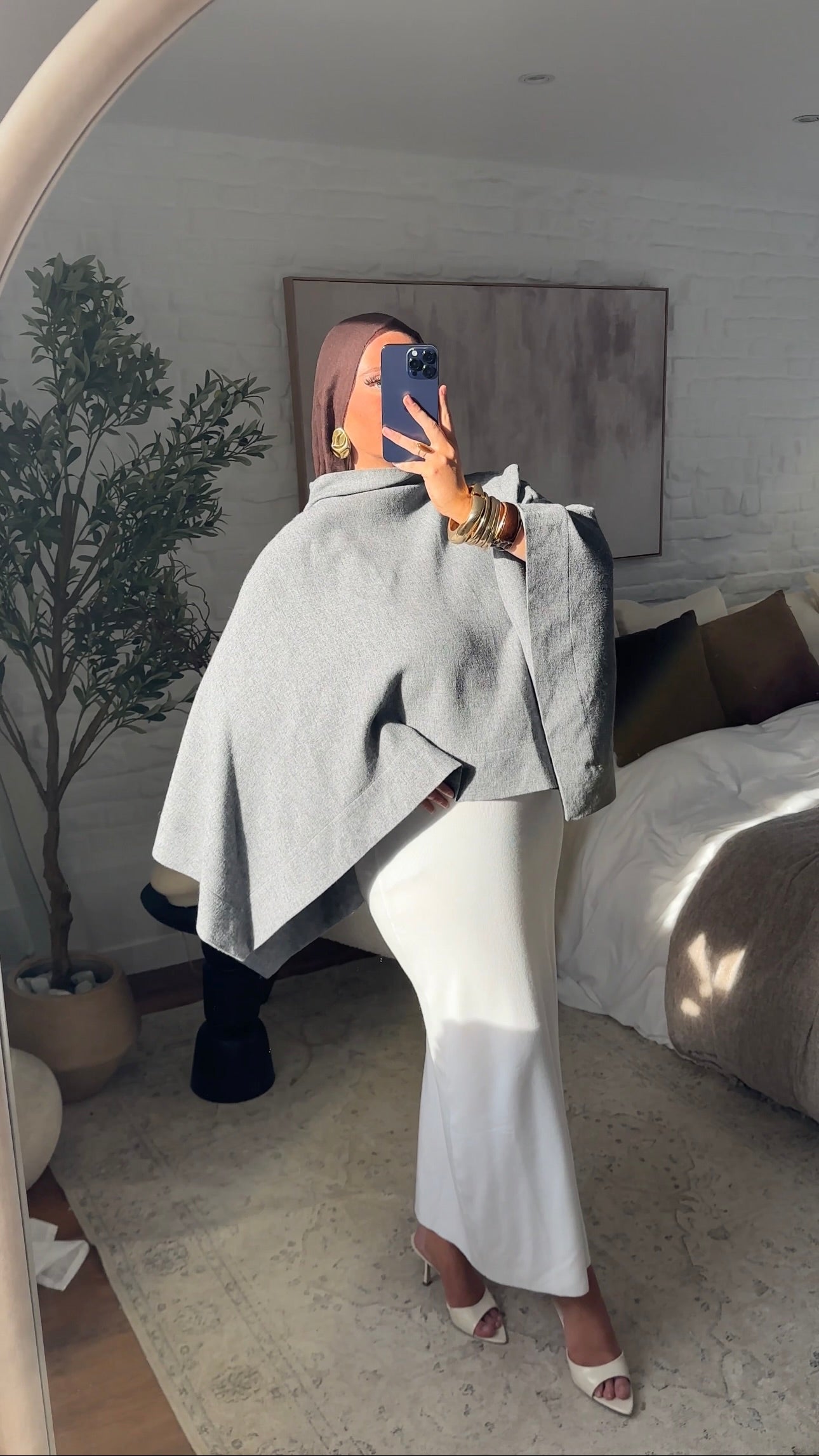 [CRÉATION] Cape longue ultra oversize asymétrique | Gris
