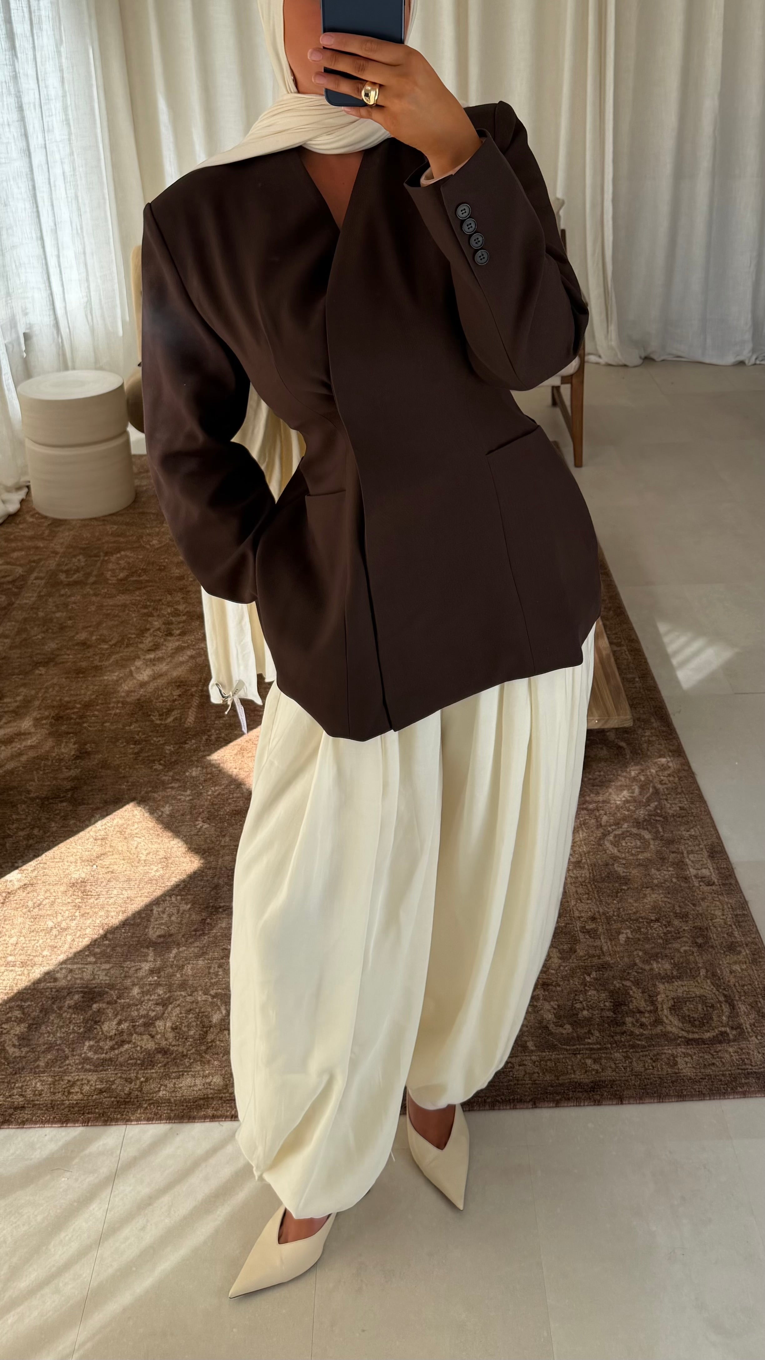 [GAMME LUXE] Blazer épais ultra cintré | Marron foncé | Pré-commande (envoi sous 1 semaine)
