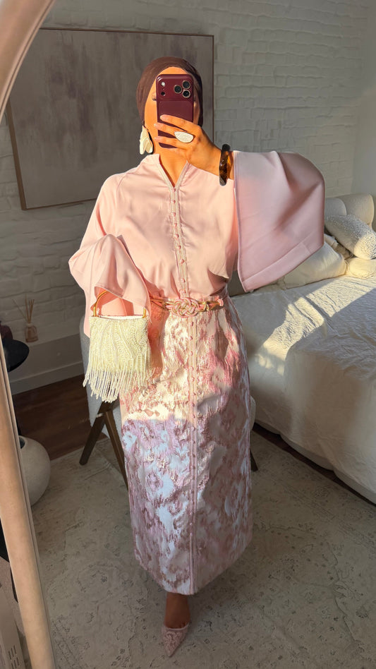 [GAMME PREMIUM] Ensemble jupe brocard | Rose