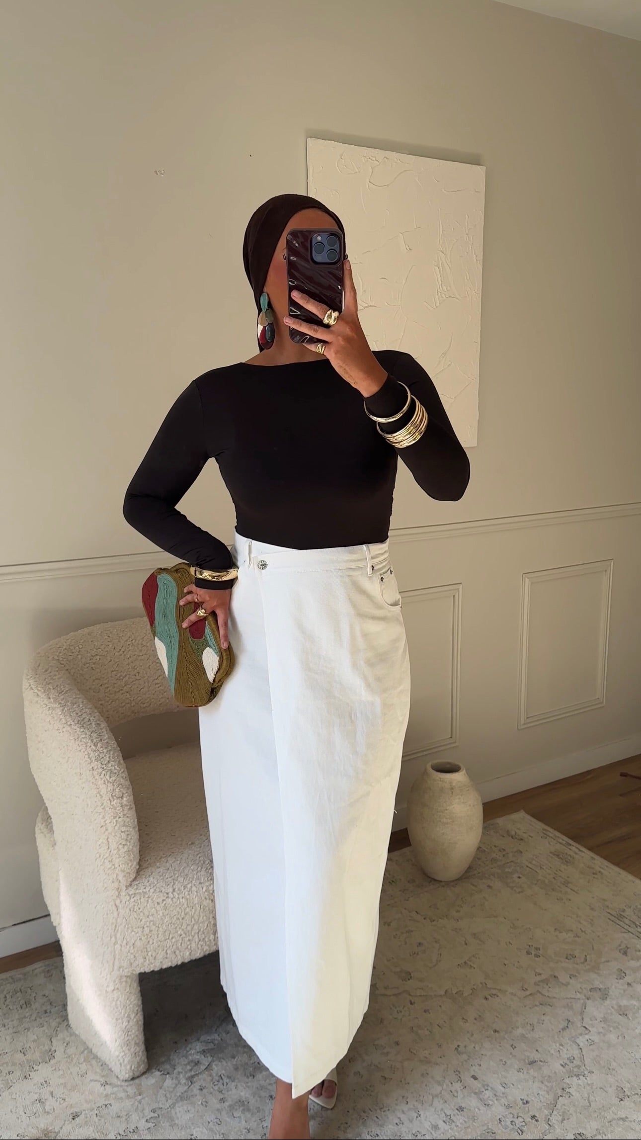 Jupe en jean portefeuille | Blanc