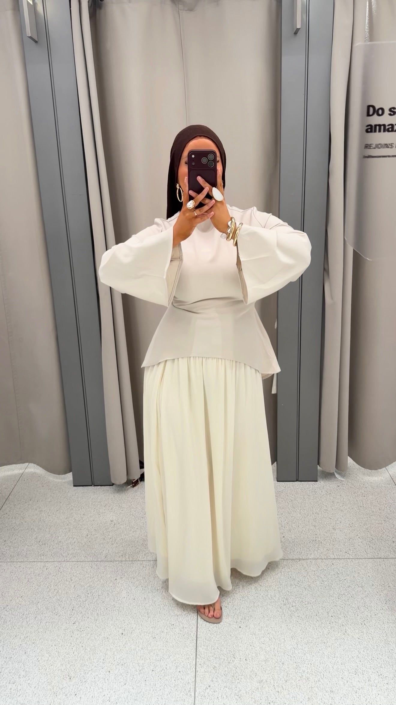 Set deux pièces à jupe longue YASMIN | Crème