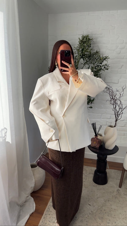 [GAMME PREMIUM] Blazer cache cœur oversize à boutonnage | Écru