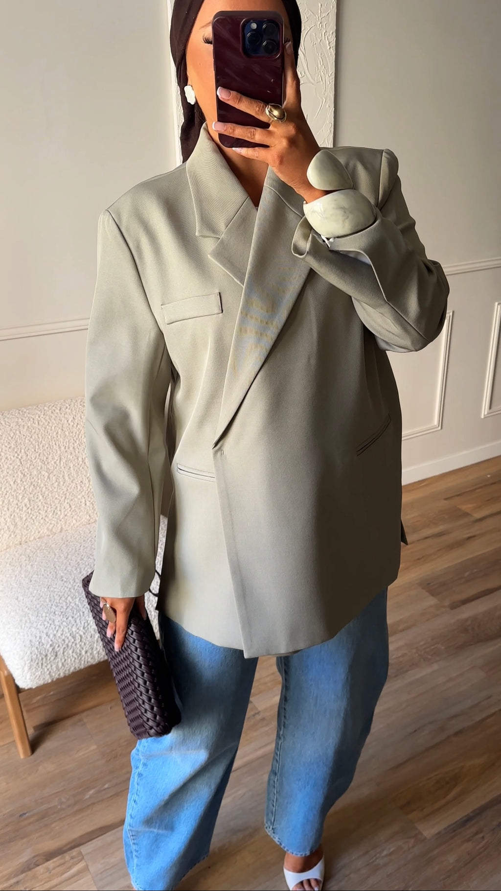 [GAMME PREMIUM] Blazer oversize cache cœur | Tilleul