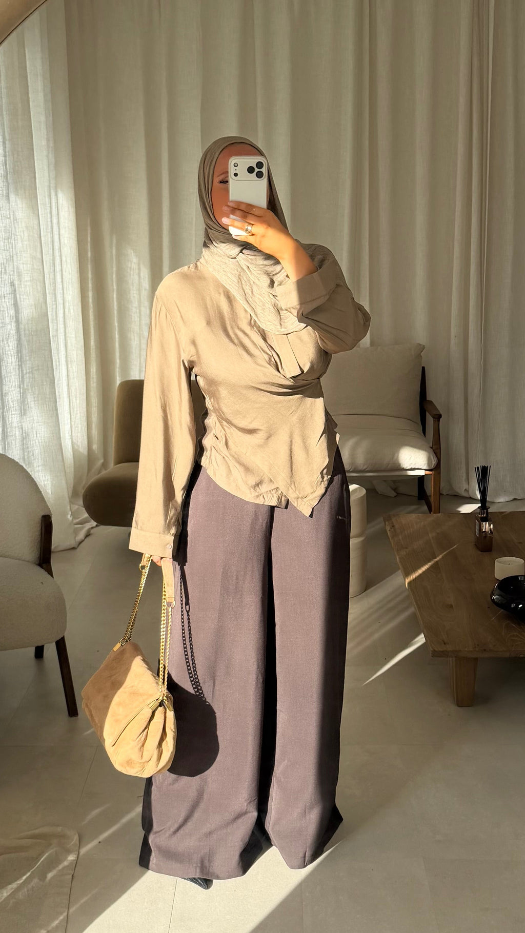 Pantalon large ultra long | Marron