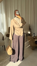 Pantalon large ultra long | Marron