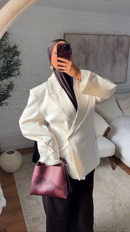 [GAMME PREMIUM] Blazer cache cœur oversize à boutonnage | Écru