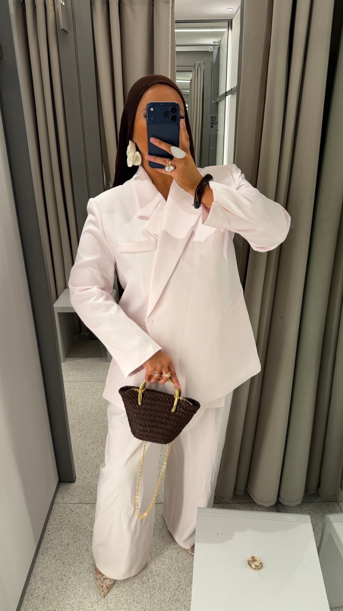 [GAMME PREMIUM] Blazer oversize cache cœur | Rose pâle