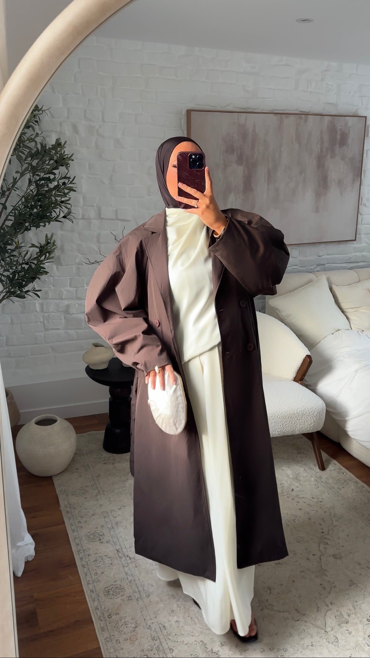 Trench ultra long à manches bouffantes | Marron