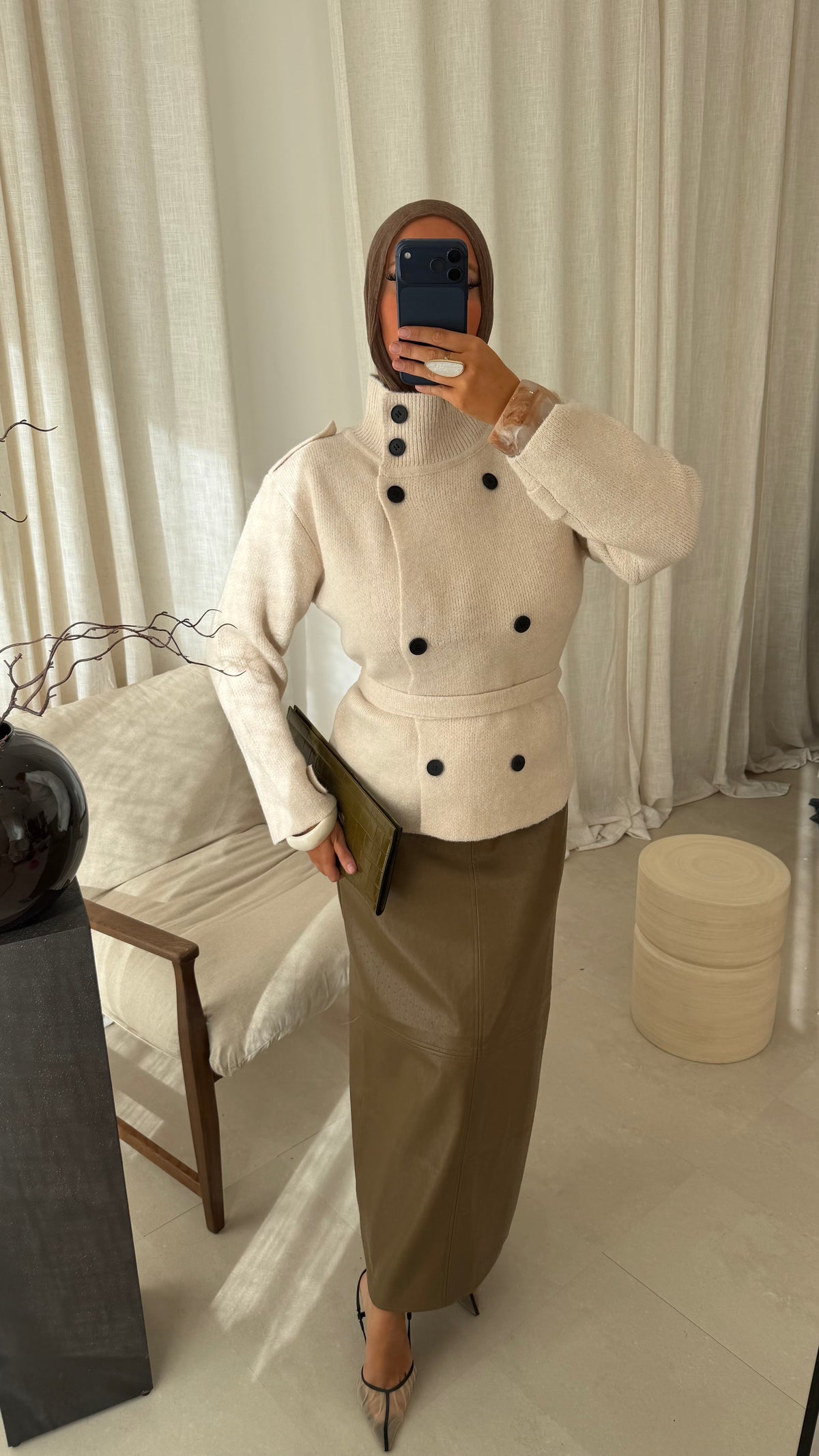 Gilet en maille à boutons | Crème