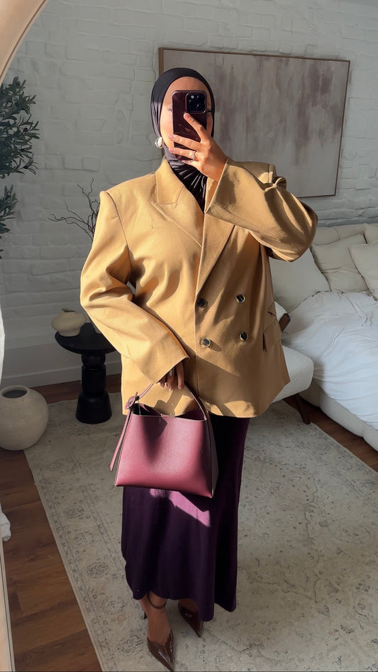 Blazer ultra oversize à double boutonnage | Moutarde