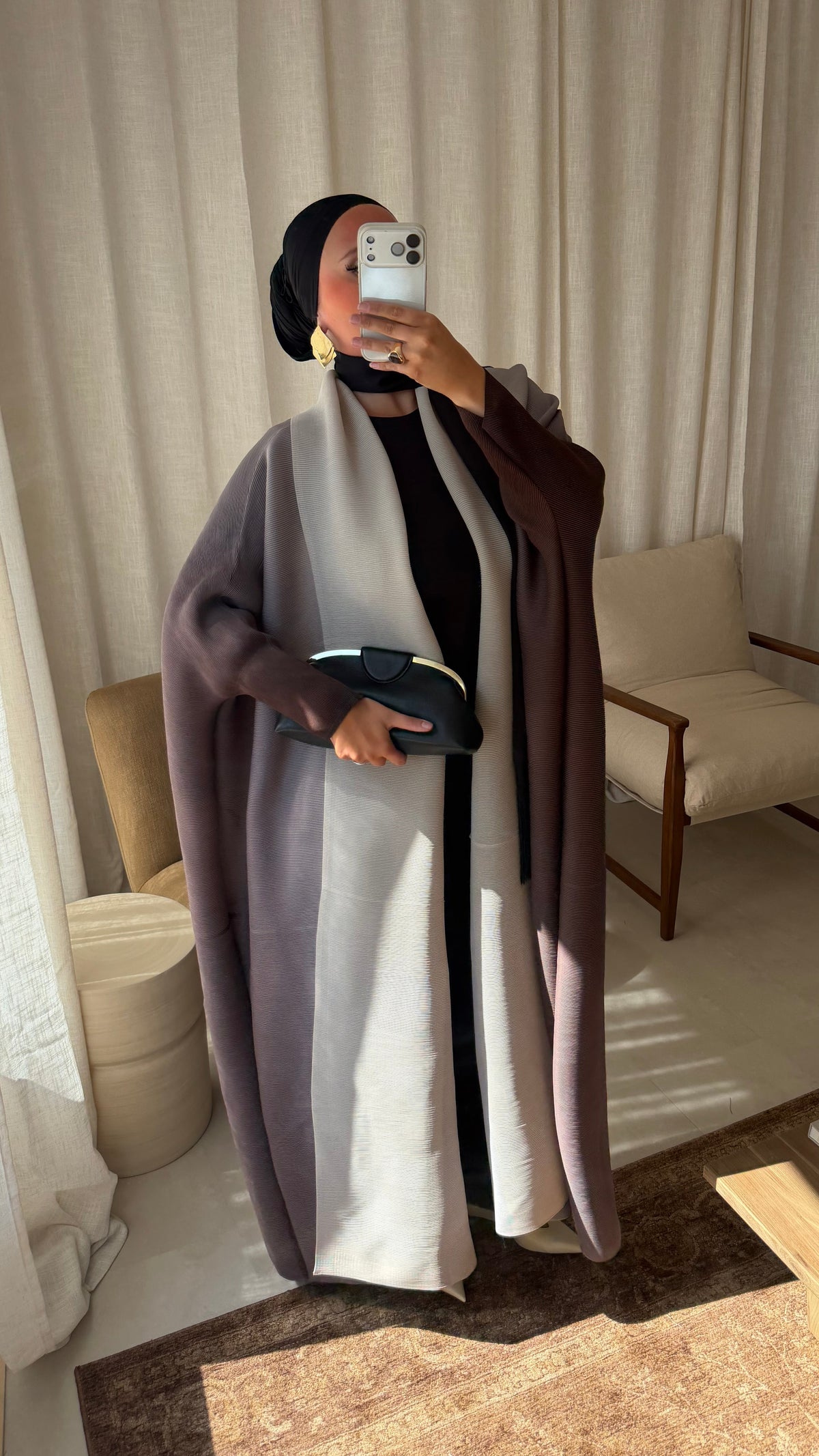 Kimono ultra long plissé | Marron