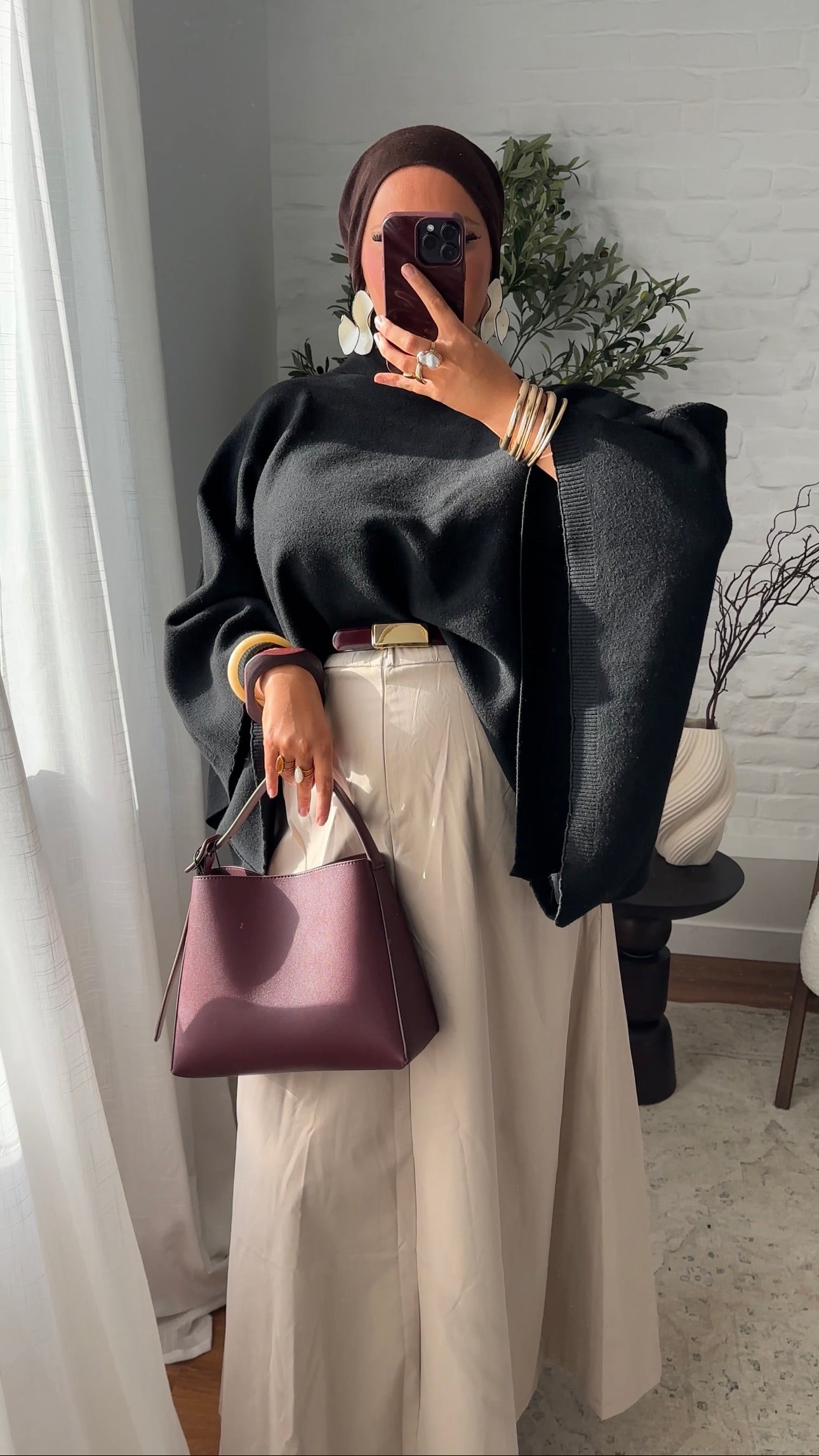 Jupe ultra longue évasée stretch | Beige