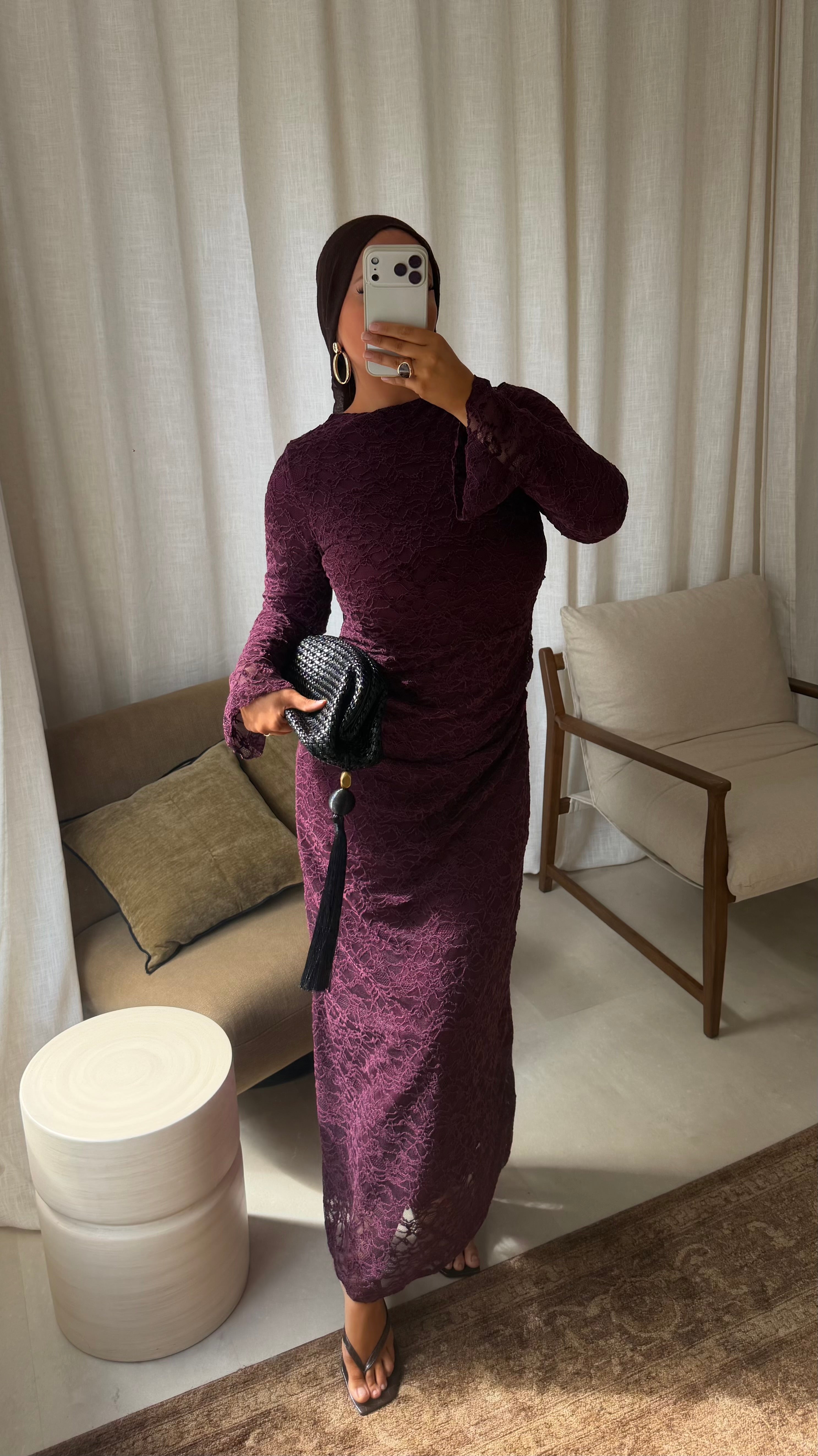 Robe doublée en dentelle | Prune