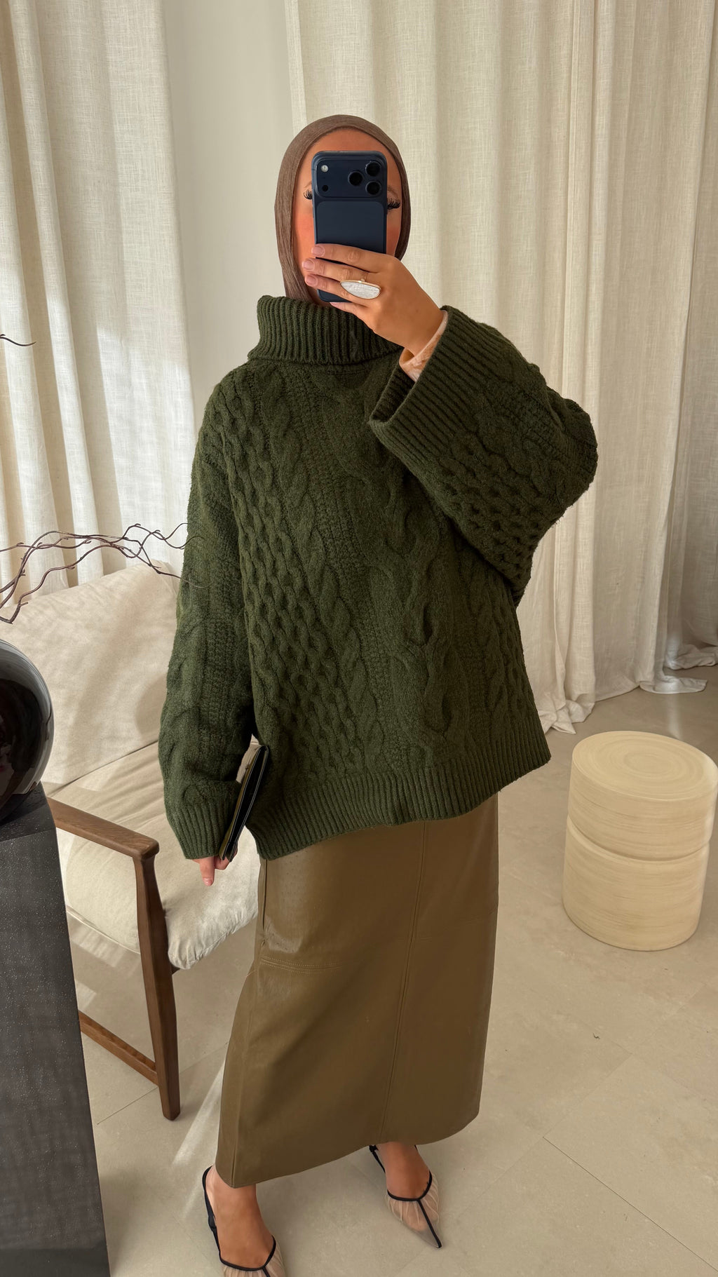 [GAMME PREMIUM] Pull à col montant ultra chaud OSLO | Kaki