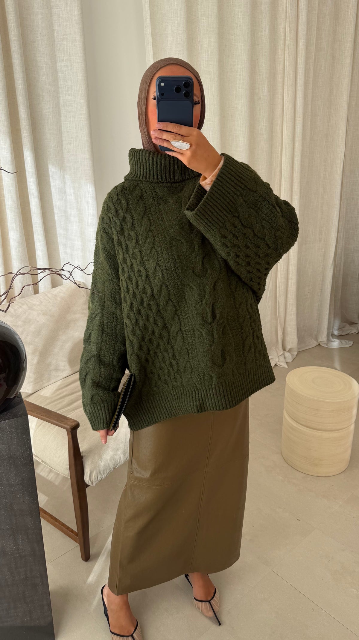 [GAMME PREMIUM] Pull à col montant ultra chaud OSLO | Kaki