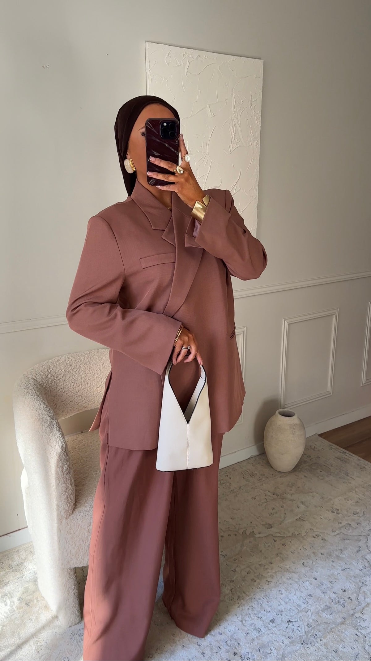 [GAMME PREMIUM] Blazer oversize cache cœur | Mocha