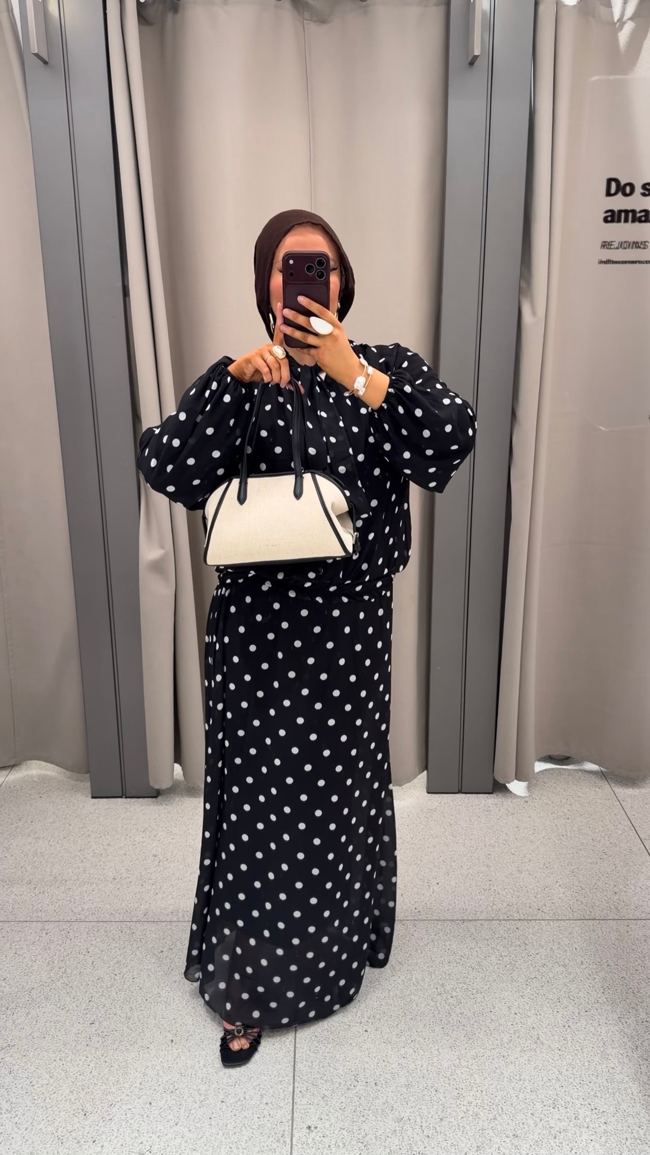 Ensemble doublé ultra long à pois | Noir