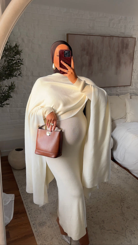 [CRÉATION] Cape ultra longue en maille | Blanc