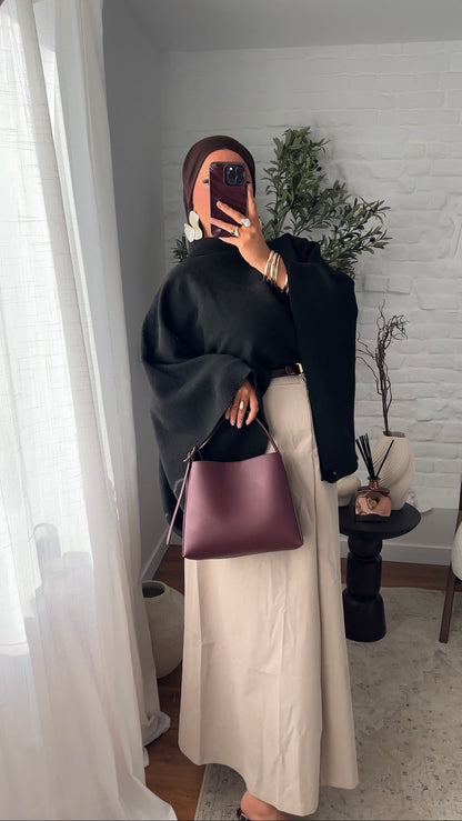 Cape en maille ultra douce | Noir