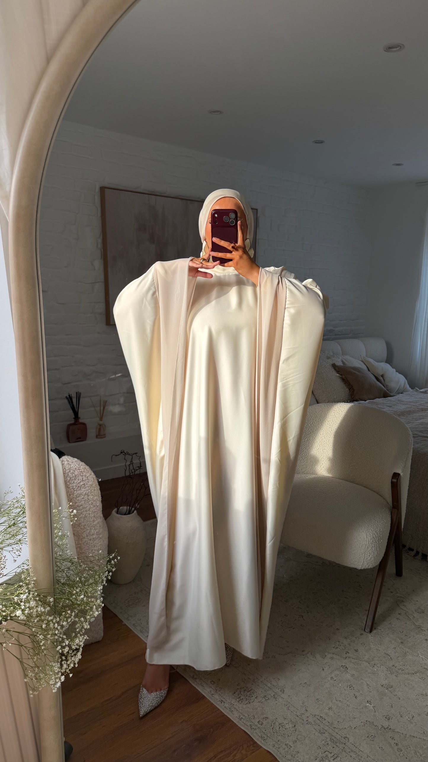 Robe abaya satinée | BEIGE