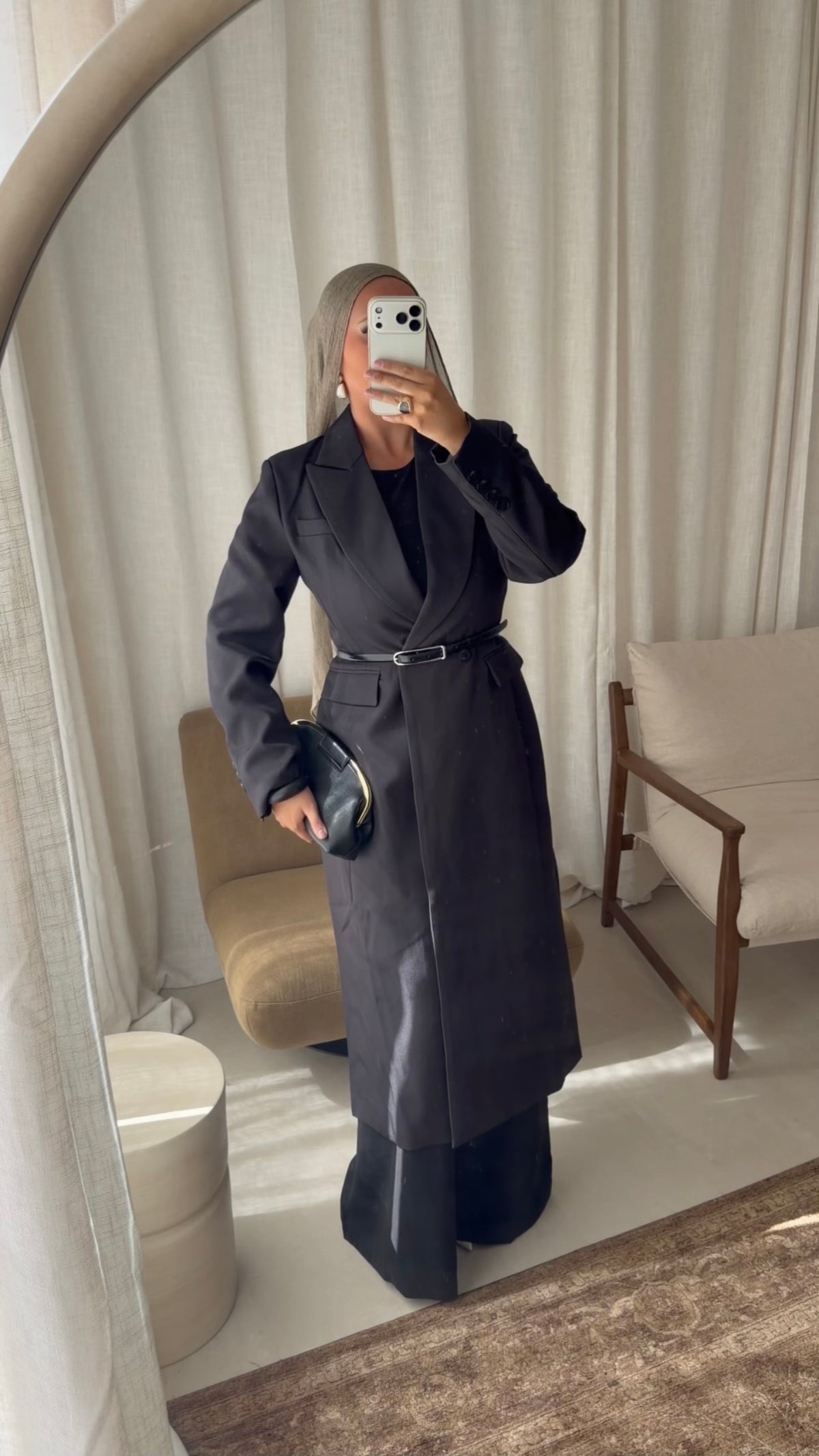 Manteau cintré ultra long | Noir