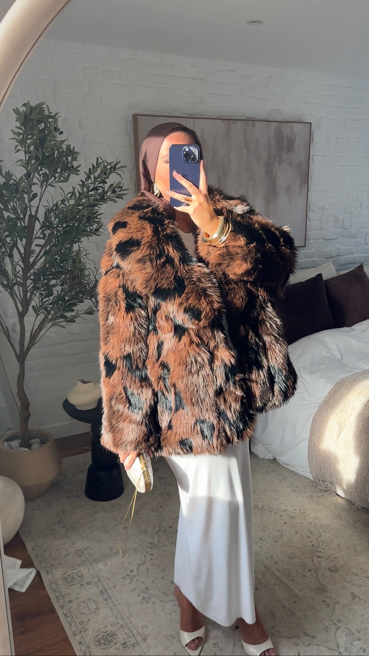 [GAMME PREMIUM] Fourrure mi longue haute qualité à tâches | Marron