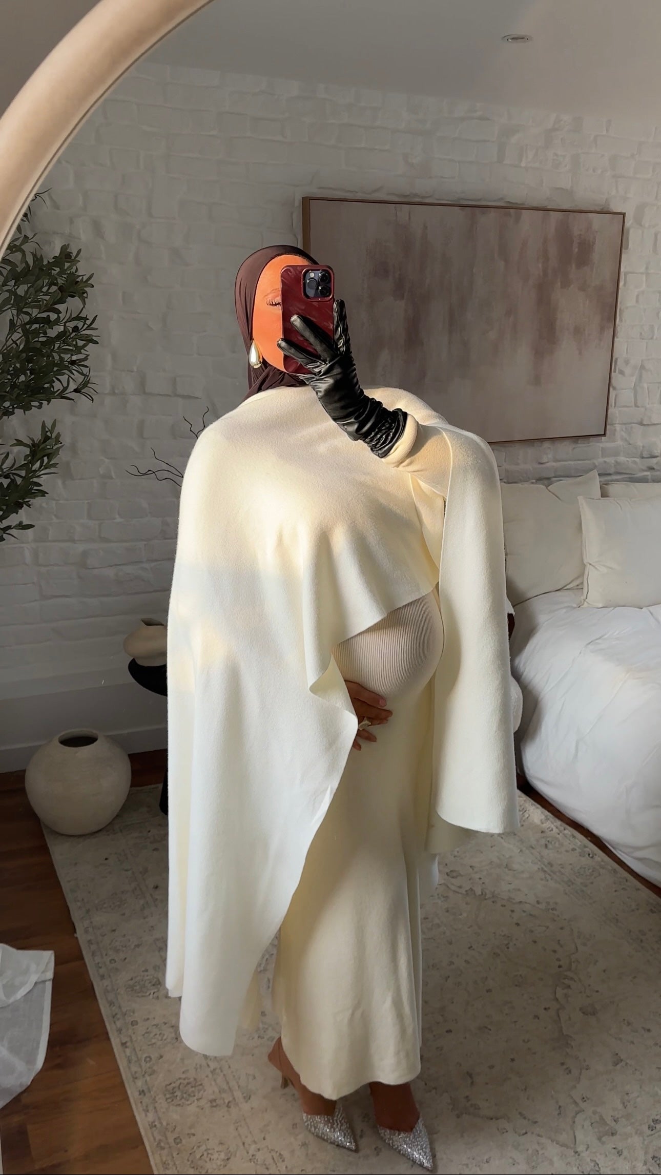 [CRÉATION] Cape ultra longue en maille | Blanc