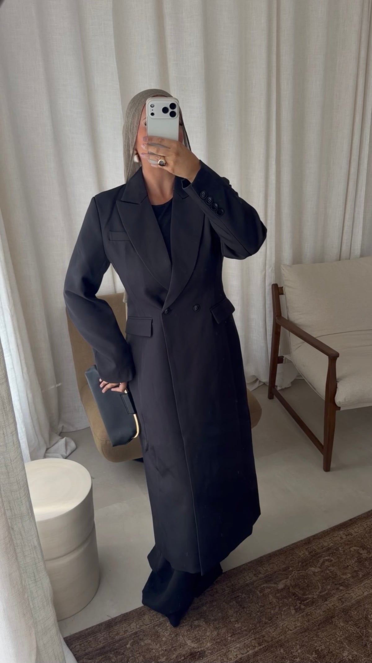 Manteau cintré ultra long | Noir