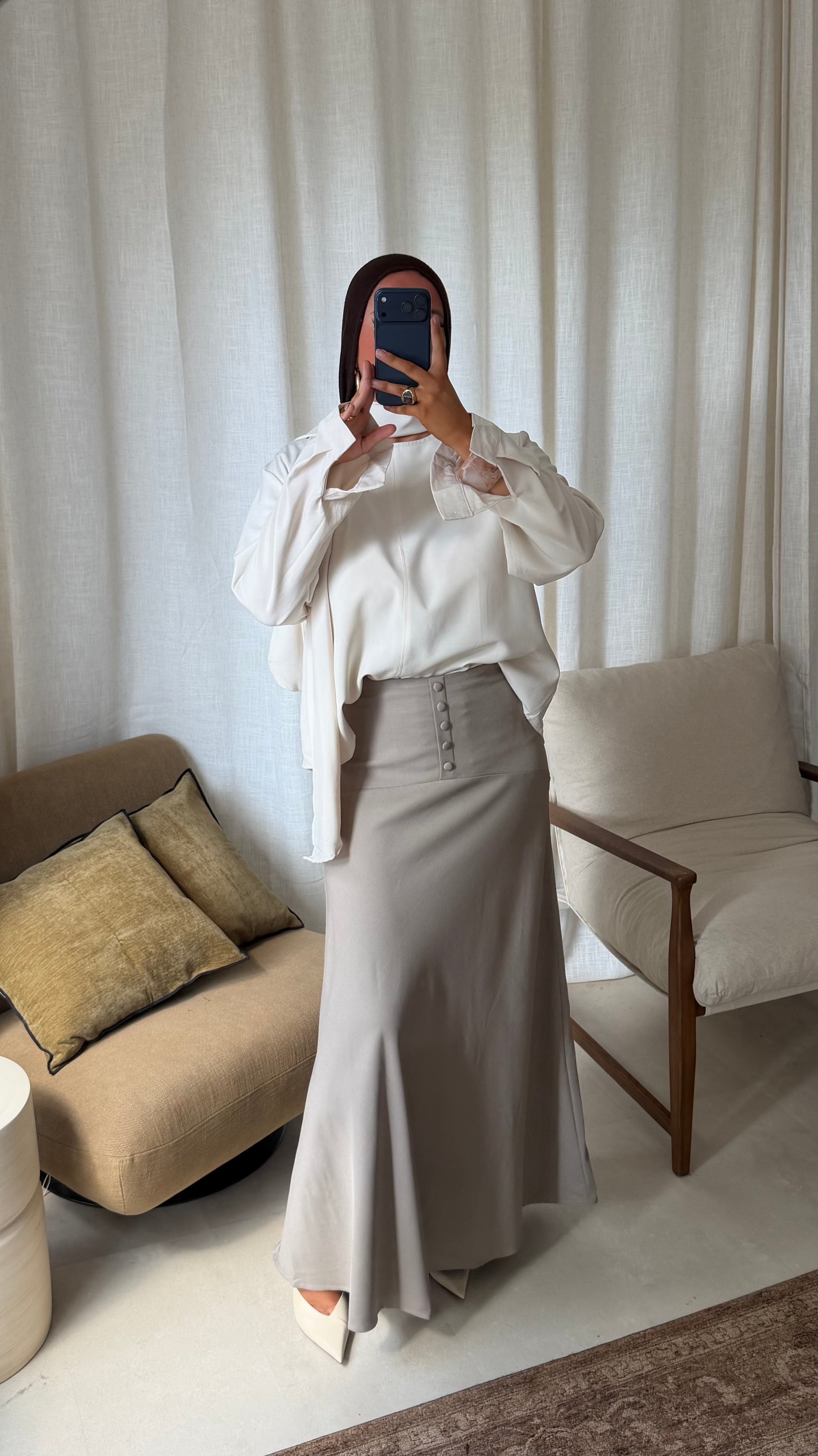 Haut oversize avec écharpe | Beige