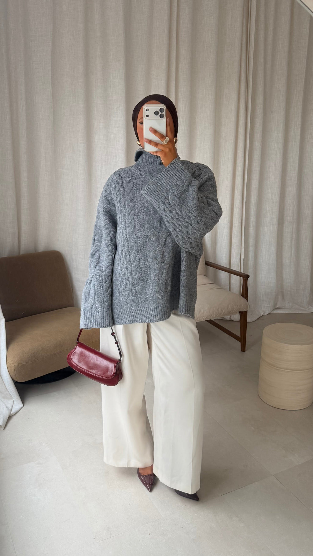 [GAMME PREMIUM] Pull à col montant ultra chaud OSLO | Gris