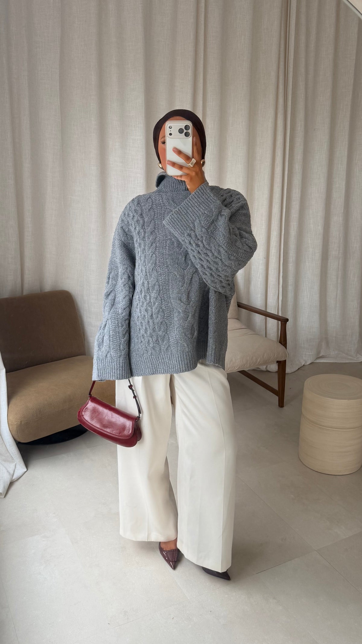 [GAMME PREMIUM] Pull à col montant ultra chaud OSLO | Gris