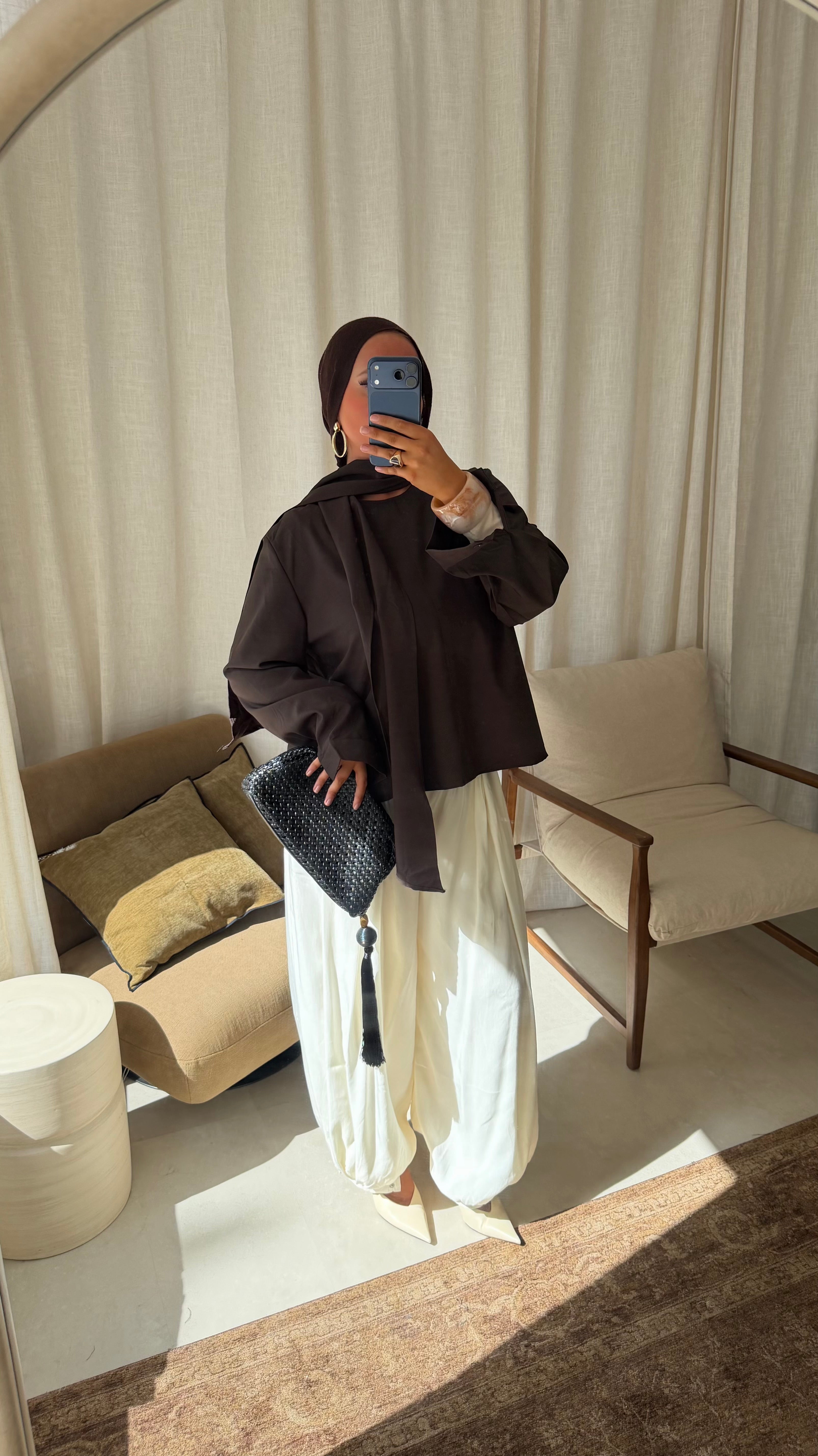Haut oversize avec écharpe | Marron