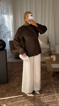 [GAMME LUXE] Blazer manteau en laine véritable | Marron