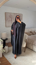 Robe abaya satinée | Noir