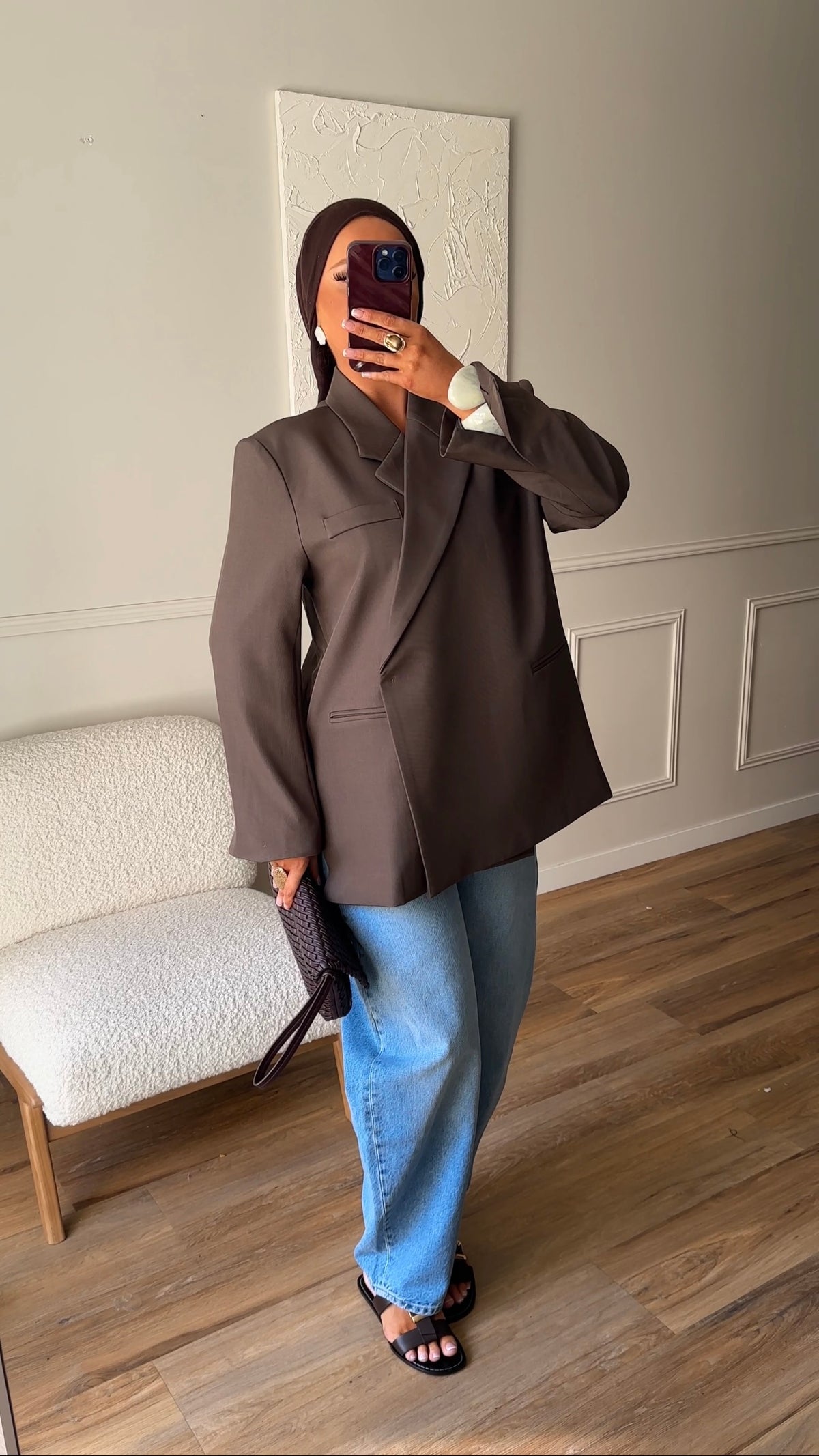 [GAMME PREMIUM] Blazer oversize cache cœur | Marron