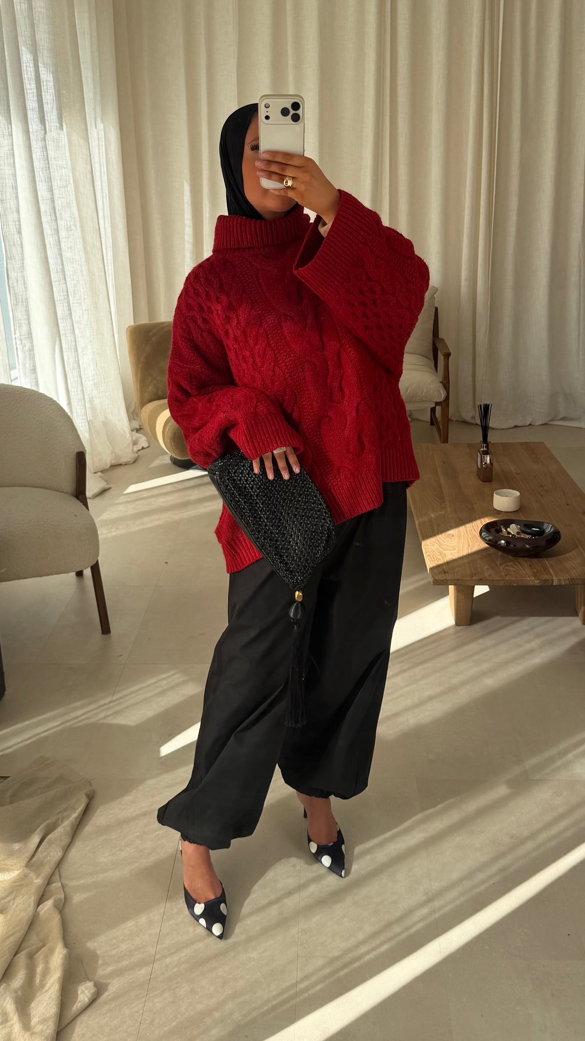 [GAMME PREMIUM] Pull à col montant ultra chaud OSLO | Rouge