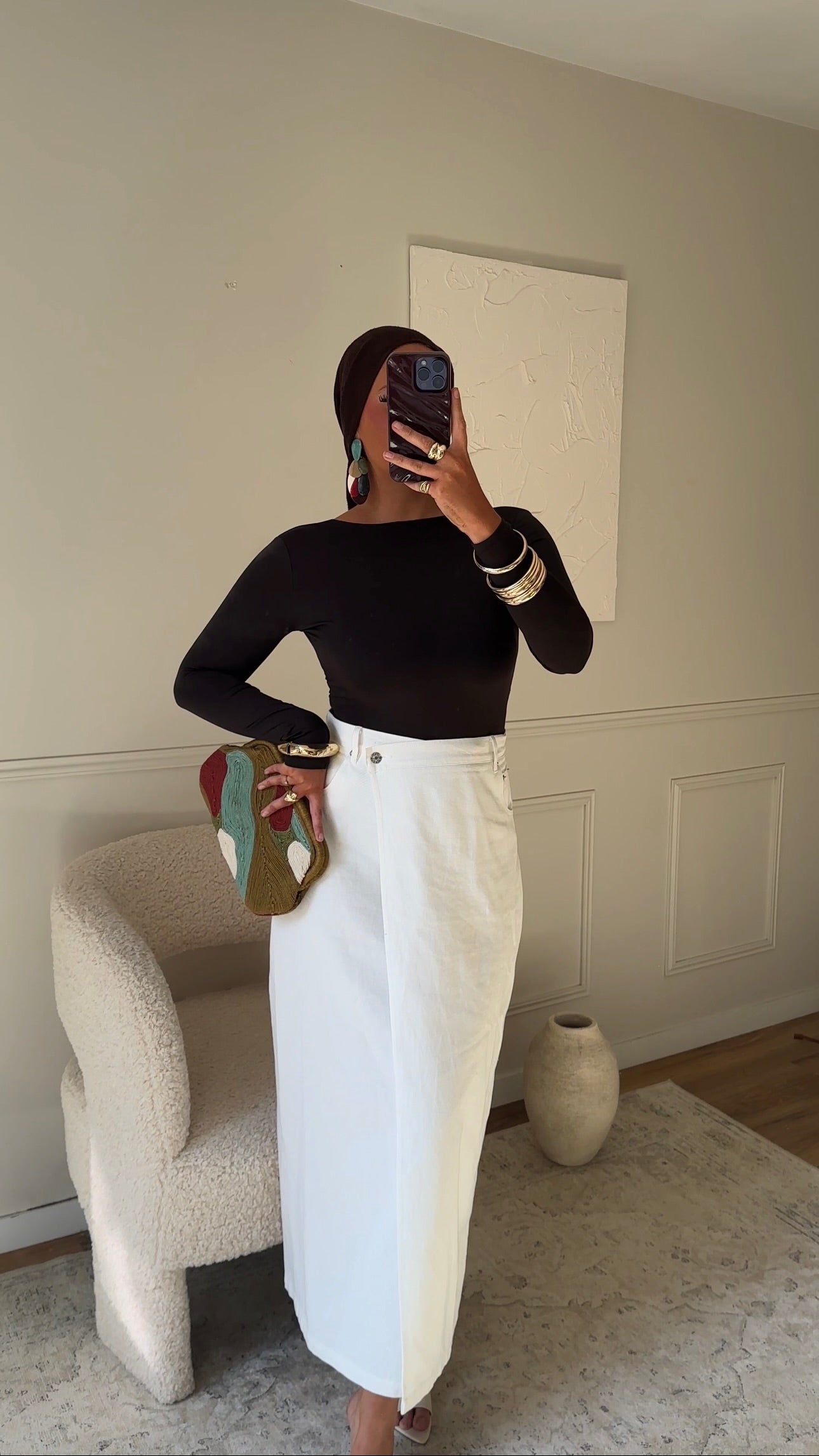 Jupe en jean portefeuille | Blanc