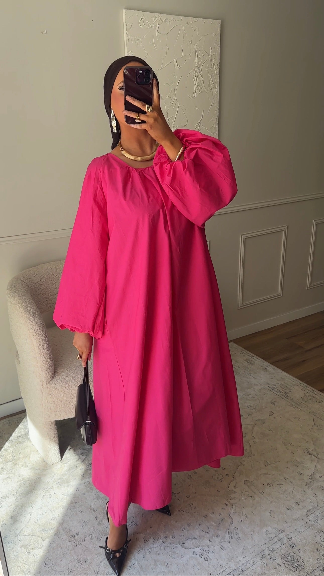 Robe ultra longue en popeline OYAMAZ | BLEU MARINE