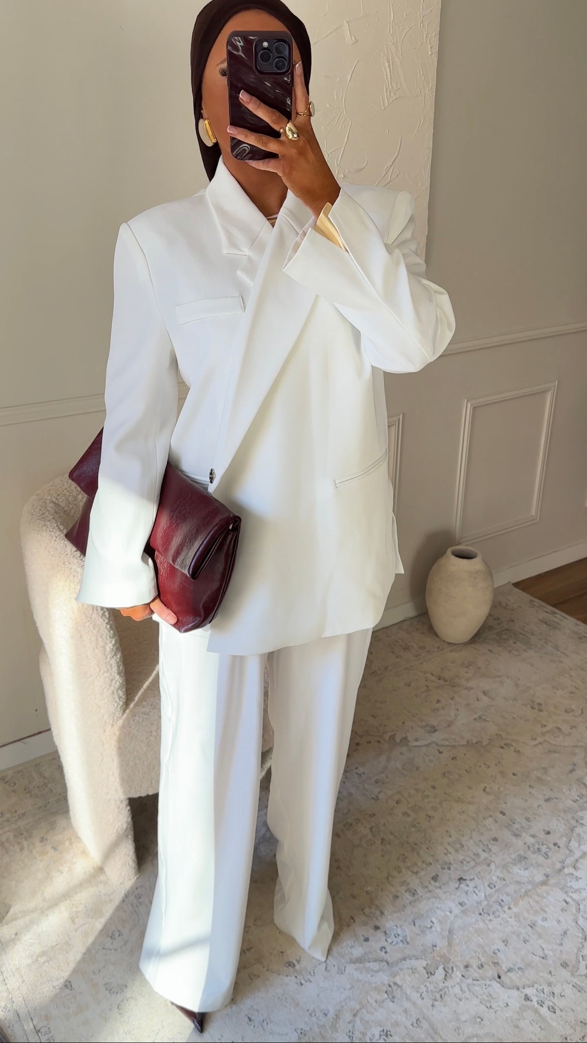 [GAMME PREMIUM] Blazer oversize cache cœur | Blanc