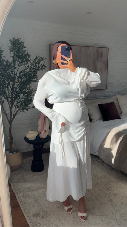 Robe longue à lacets | Blanc