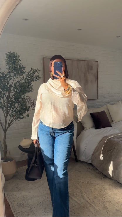 Haut à cape intégrée | Beige