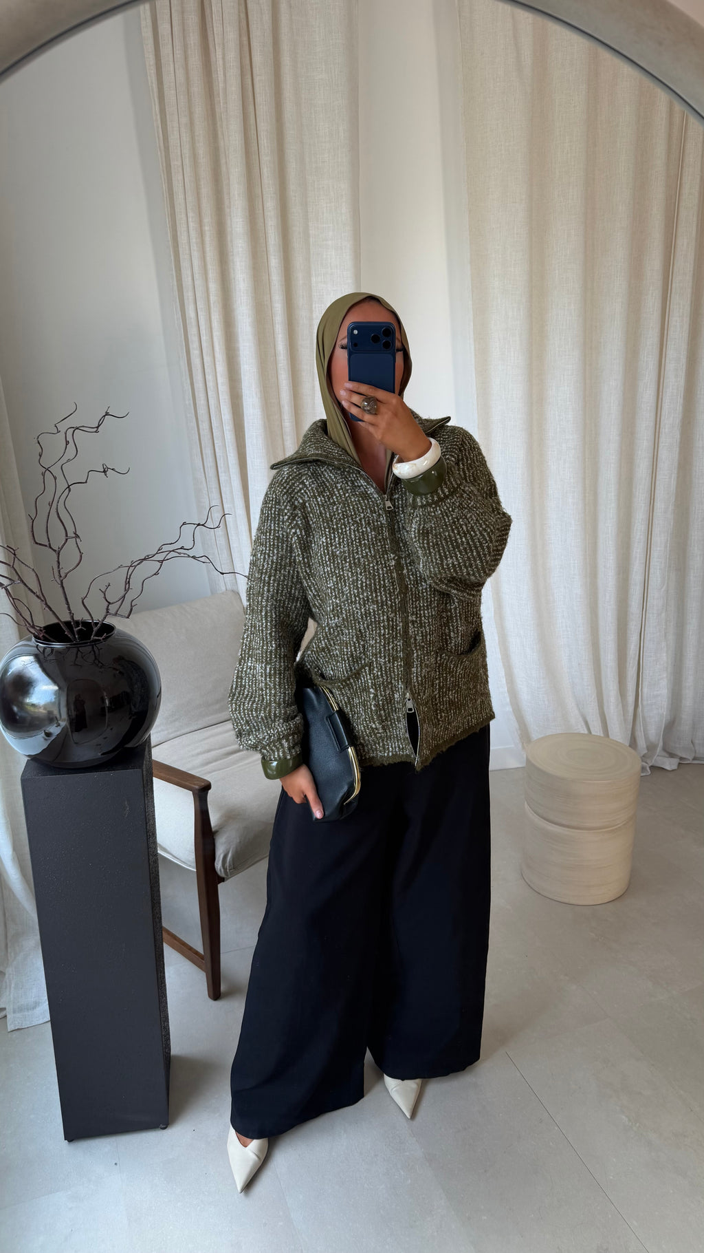 [GAMME PREMIUM] Veste mi longue en maille oversize ILYA | Vert