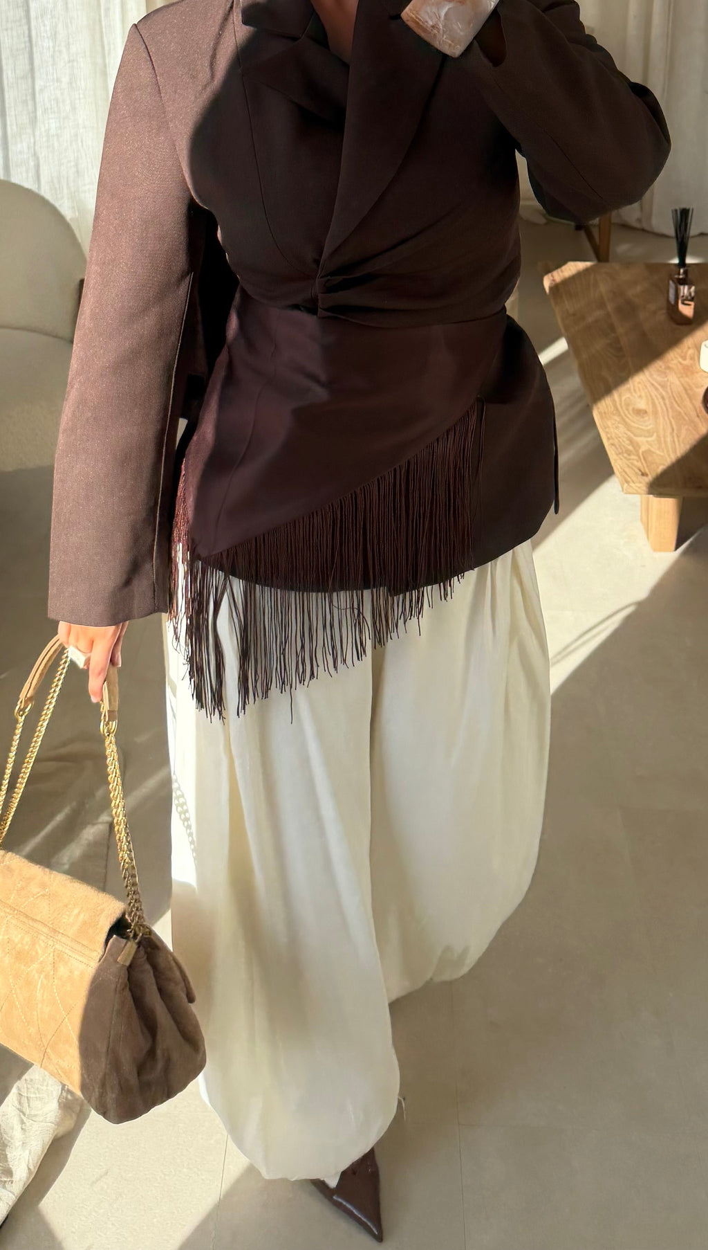 Ceinture à franges | Marron