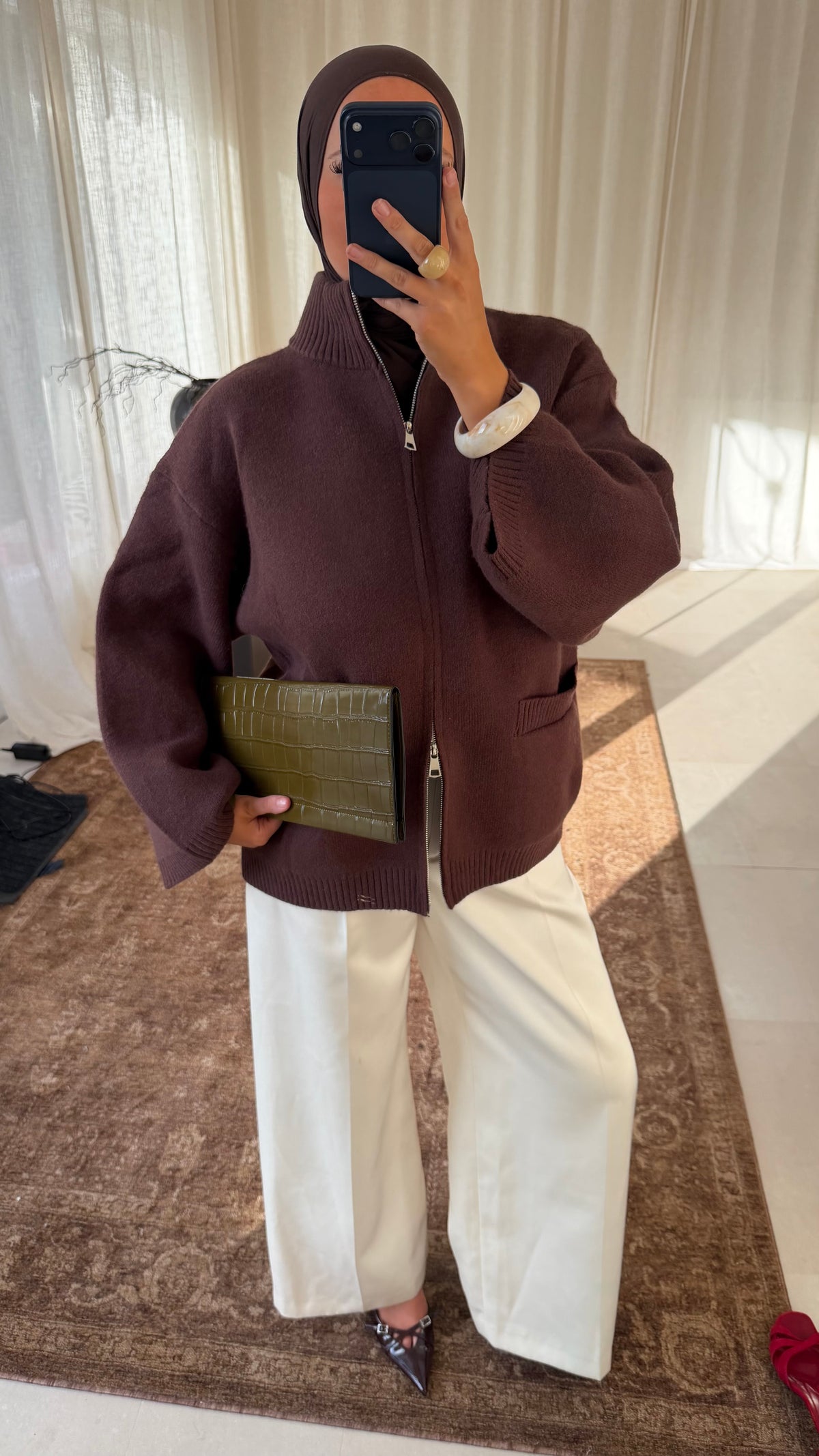 [GAMME PREMIUM] Pull doux et chaud à zip ALARIA | Marron