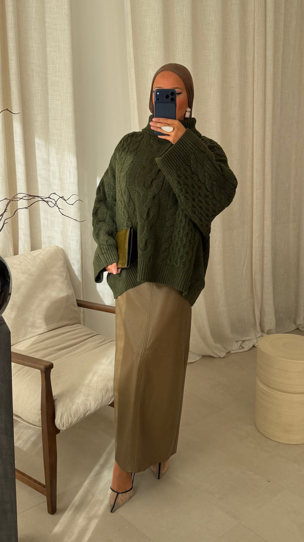 [GAMME PREMIUM] Pull à col montant ultra chaud OSLO | Kaki