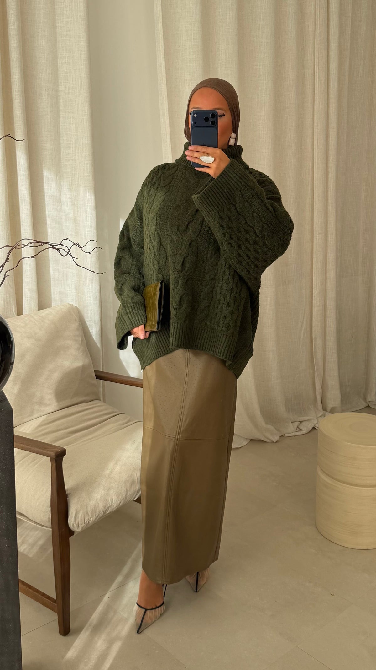 [GAMME PREMIUM] Pull à col montant ultra chaud OSLO | Kaki