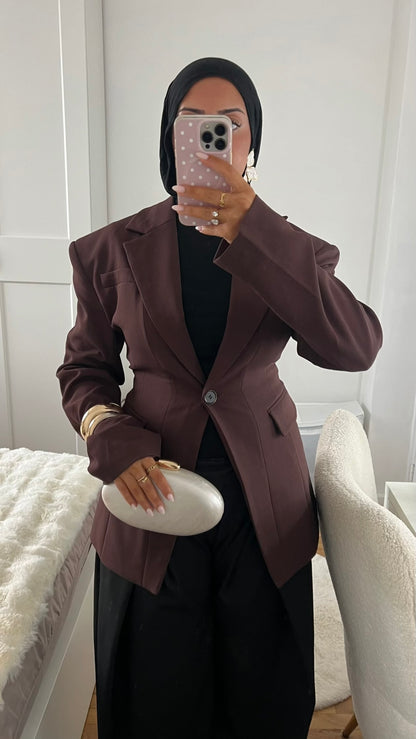[GAMME PREMIUM] Blazer large et cintré ultra épais | Bordeaux