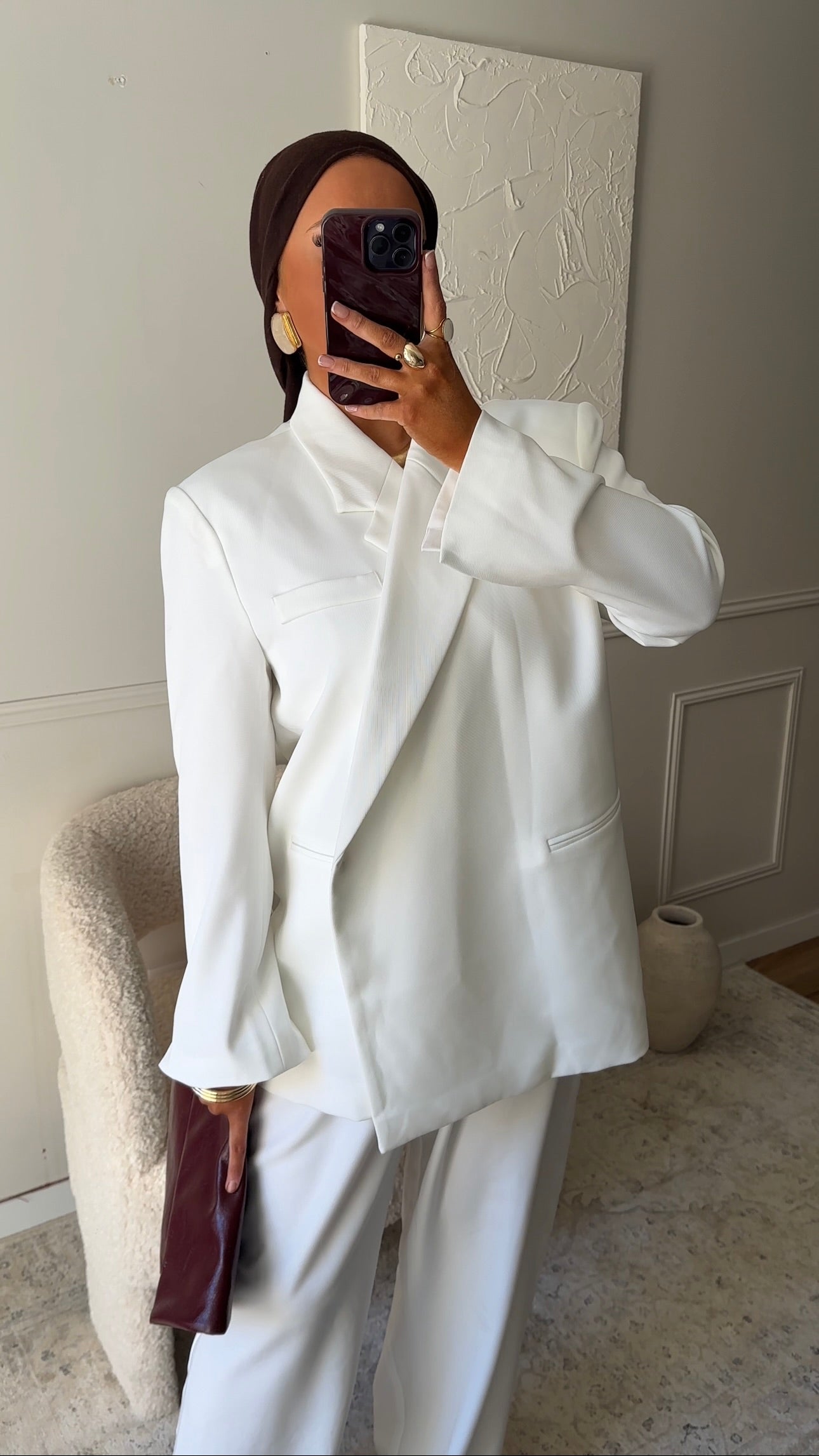 [GAMME PREMIUM] Blazer oversize cache cœur | Blanc